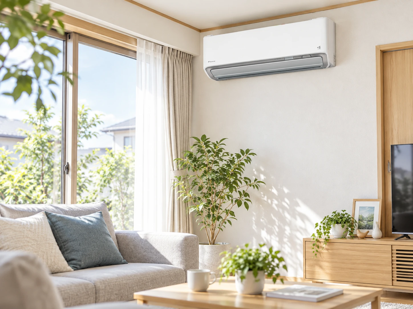 お掃除機能付きエアコンを住宅に設置したイメージ